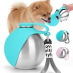 Portable Dog Water Bottle 10oz | Stainless Steel, No-Spill, with Bowl for Travel & Hikes